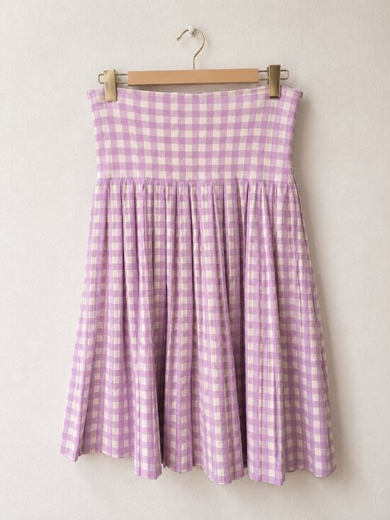 Aleeza Paris Dresses & Skirts - Aleeza Paris Lavender Gingham Pleated Skirt Large NWOT Purple Check Pastel